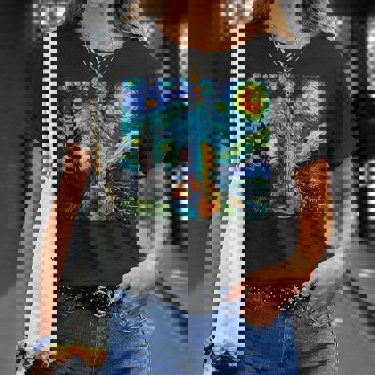 バイオリン 楽器 面白いtシャツ ゴッホ 星月夜 かわいい メンズ 子供 おもしろ 服 グッズ ネタ 音楽 Tシャツ 彼女への贈り物