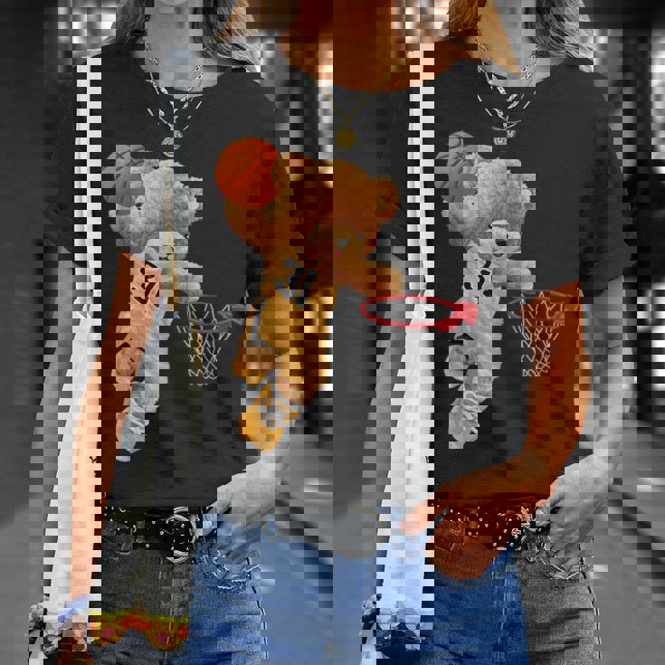 バスケットボール かわいい テディベア Tシャツ 彼女への贈り物