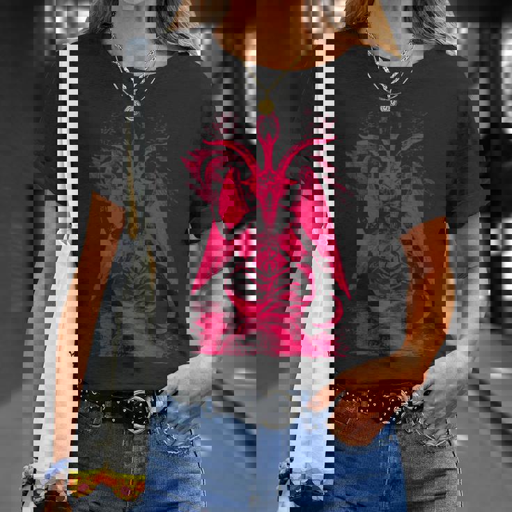 バフォメットオカルトヤギ悪魔崇拝サタンデーモン召喚 Tシャツ 彼女への贈り物