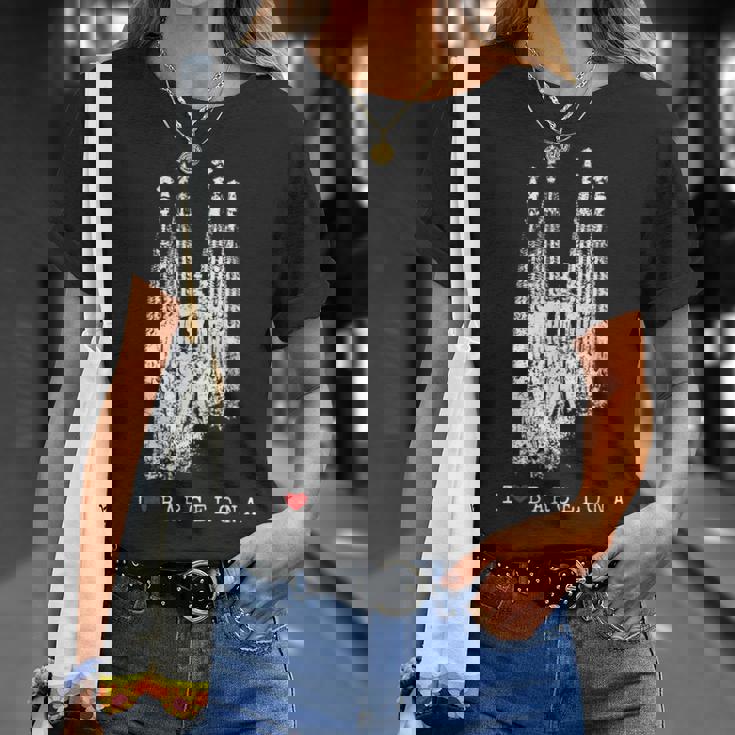 バルセロナ サグラダファミリア ヴィンテージ スパニッシュ I Love Barcelona Tシャツ 彼女への贈り物