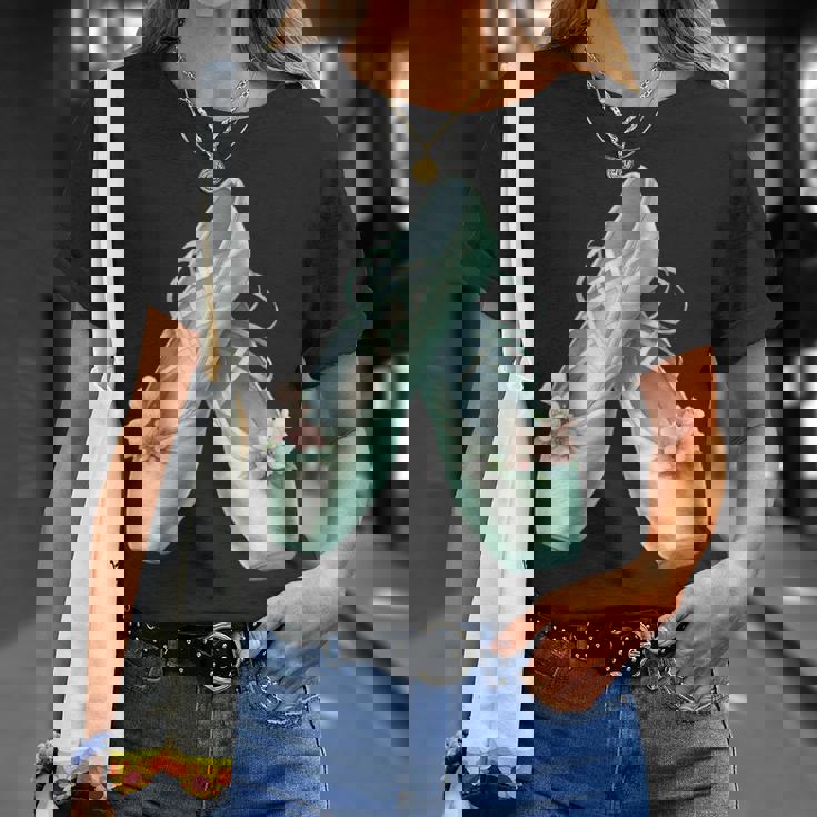 バレリーナガール ミントグリーン ダンス バレエ水彩画 Tシャツ 彼女への贈り物