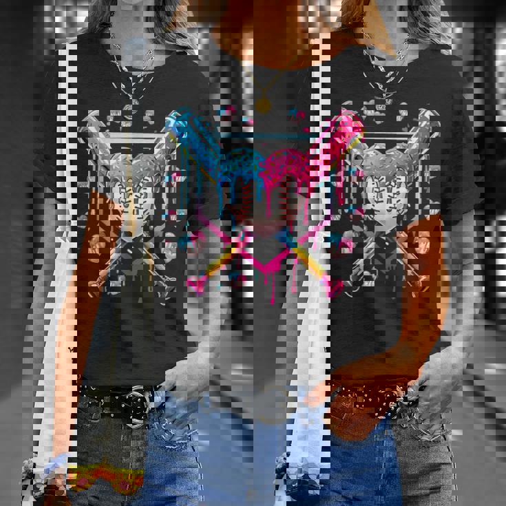 バレンタイン 野球 ハート 滴る アイスクリーム ミニハート Tシャツ 彼女への贈り物