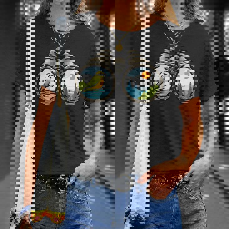 バードウォッチング双眼鏡デザイン Tシャツ 彼女への贈り物