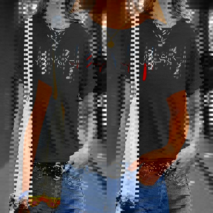 バーバー ポール ファニー シャツ ヘアカット コーム 刃 ひげ ハートビート Tシャツ 彼女への贈り物