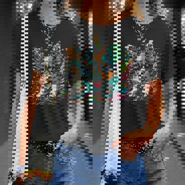 パピヨン犬の飼い主 パピヨン犬のアートワーク Tシャツ 彼女への贈り物