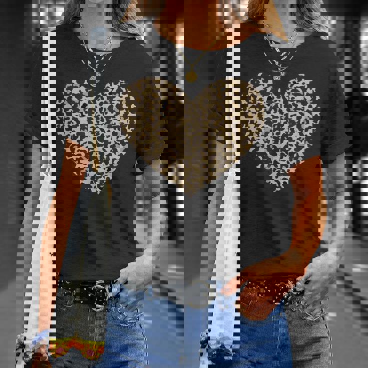 ヒョウ柄ハートソフトベージュ Tシャツ 彼女への贈り物