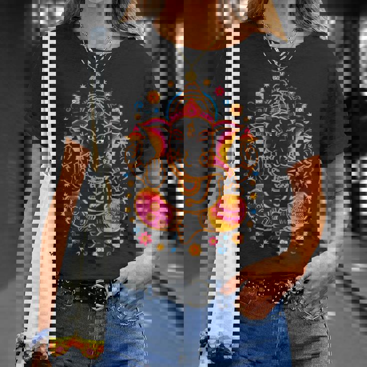 ヒンドゥー教 ガネーシャ プージャ 象 神 インド 瞑想 ヨガ ムルティ Tシャツ 彼女への贈り物