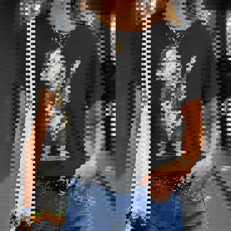 ビション・フリーゼ ギターを弾く クリスマス 犬好き Tシャツ 彼女への贈り物