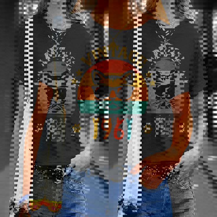 ビンテージファニーキャットシャツ 誕生日プレゼント 1961 メンズ レディース 65歳 Tシャツ 彼女への贈り物