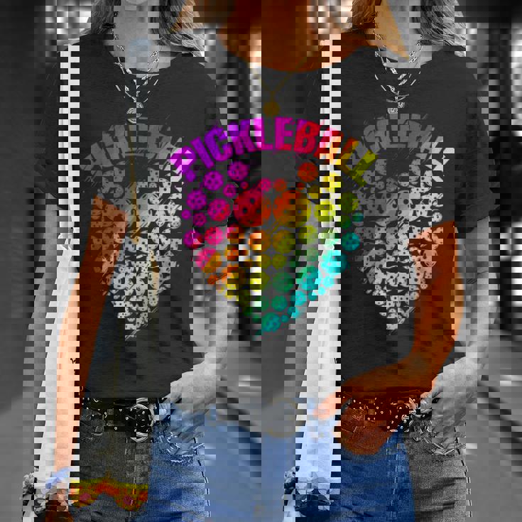 ピックルボール ハート カラフル ラブ ピックルボール Tシャツ 彼女への贈り物