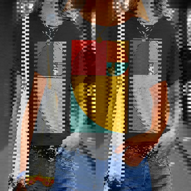 フィボナッチスパイラル幾何学アート Tシャツ 彼女への贈り物