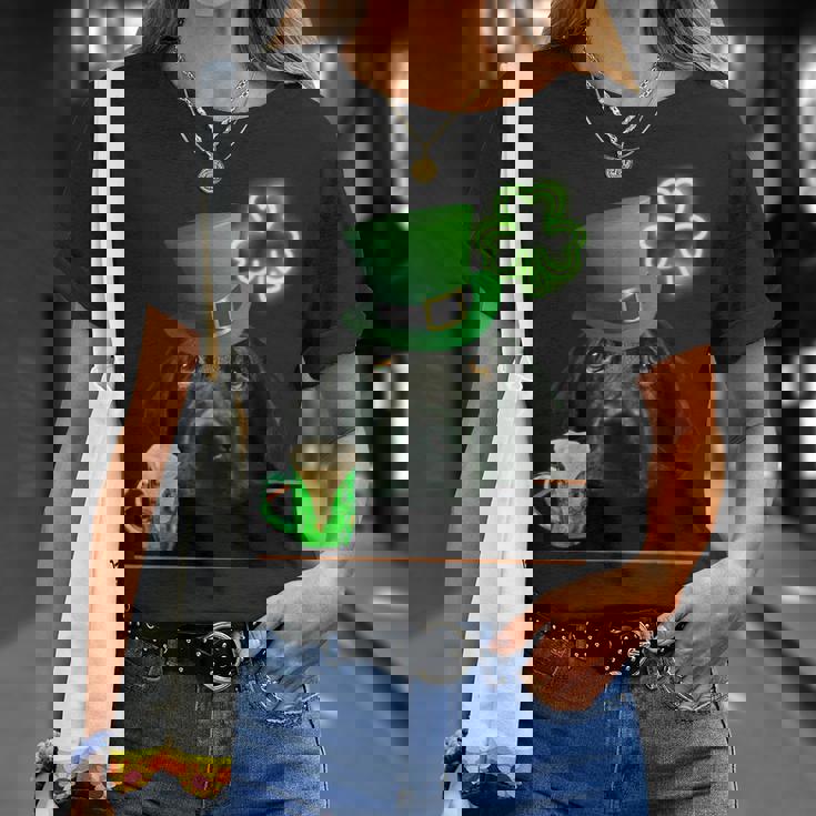 ブラックラボシャツ シャムロック アイリッシュドッグ 絵 聖パトリックス Tシャツ 彼女への贈り物