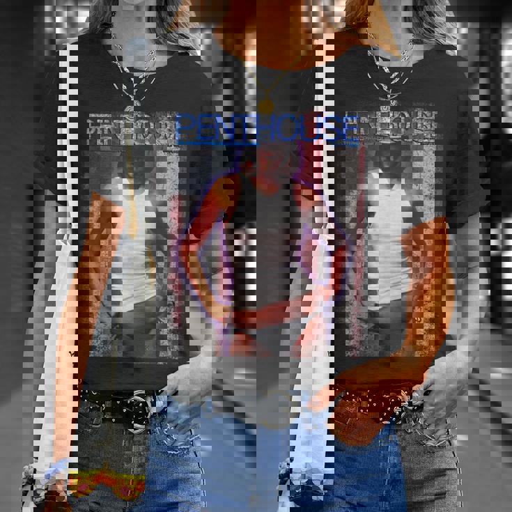 ペントハウスマガジン 1976年7月 ピンナップ ガール ヴィンテージ アメリカ国旗 Tシャツ 彼女への贈り物