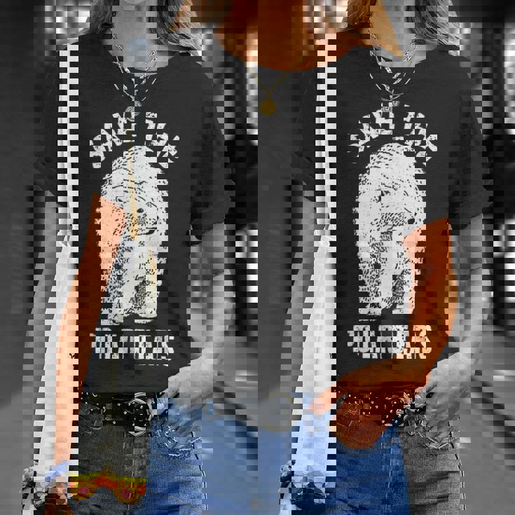 ホッキョクグマを救え 絶滅危惧種の北極動物 Tシャツ 彼女への贈り物