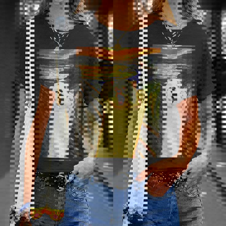 ポメラニアン 面白いtシャツ 犬 ムンクの叫び かわいい メンズ 子供 おもしろ 服 グッズ ネタ わんこ Tシャツ 彼女への贈り物