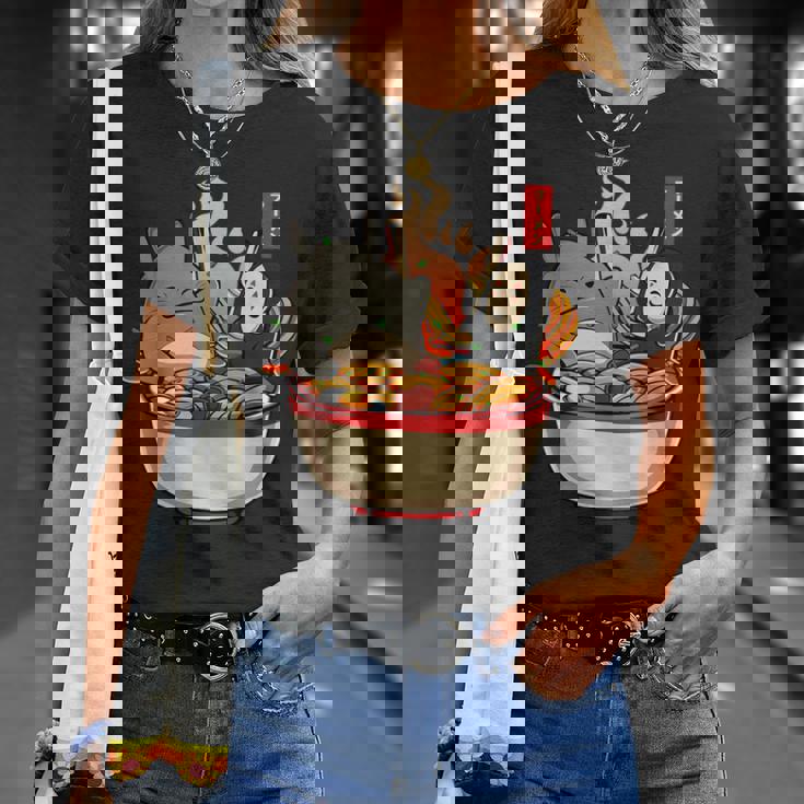 ラーメンプールパーティー かわいい日本アニメヌードルフード Tシャツ 彼女への贈り物