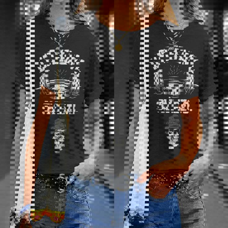 リフトヘビーステイエモジムとフィットネスウエイトリフティング Tシャツ 彼女への贈り物