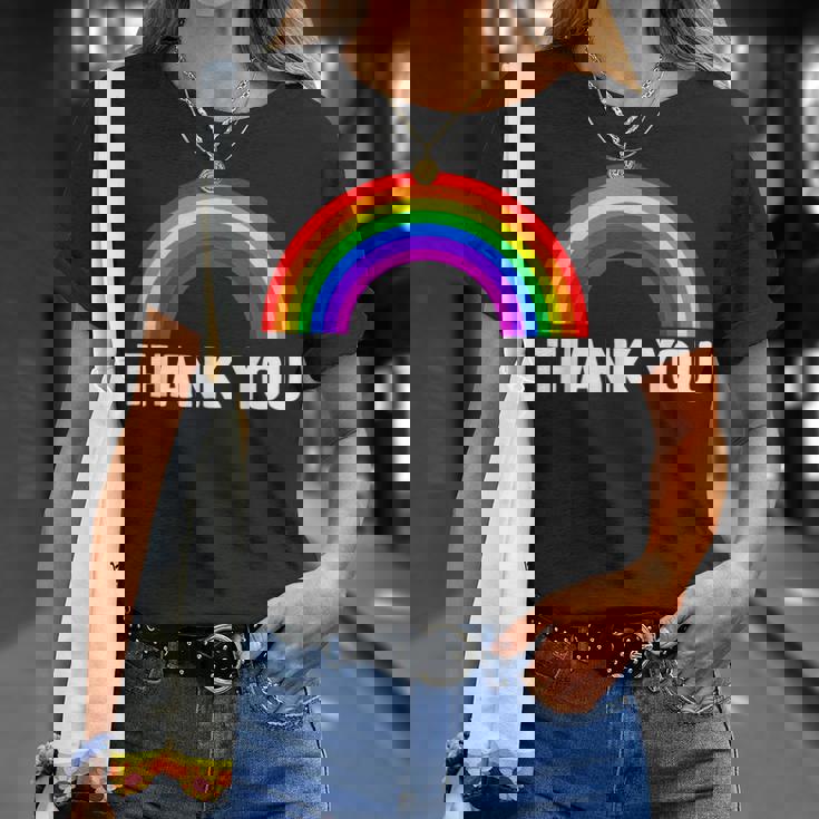 レインボー Thank You Tシャツ 彼女への贈り物
