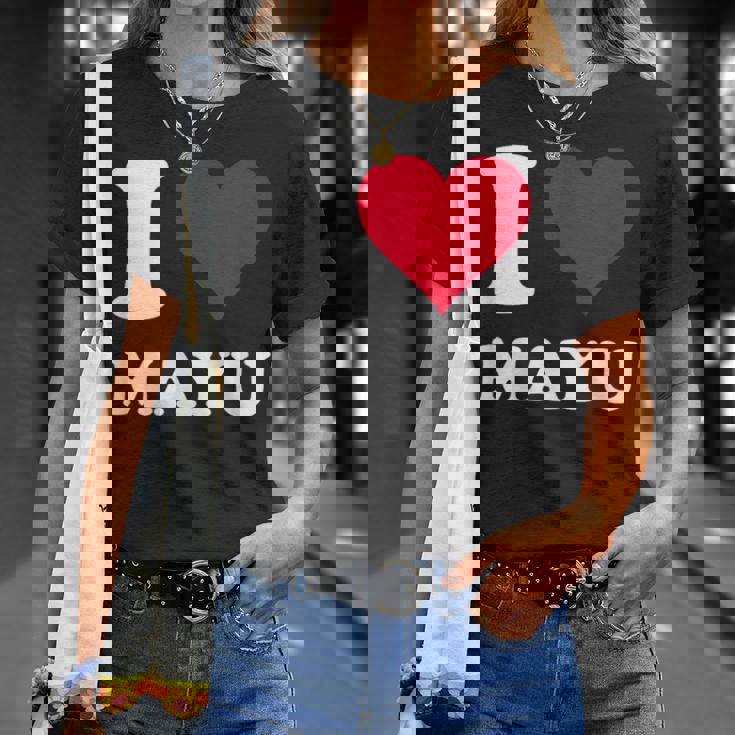レッドハート I Love Mayu Tシャツ 彼女への贈り物