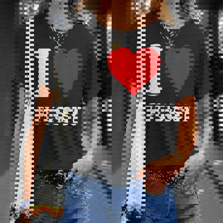 レッドハート I Love Pussy Tシャツ 彼女への贈り物