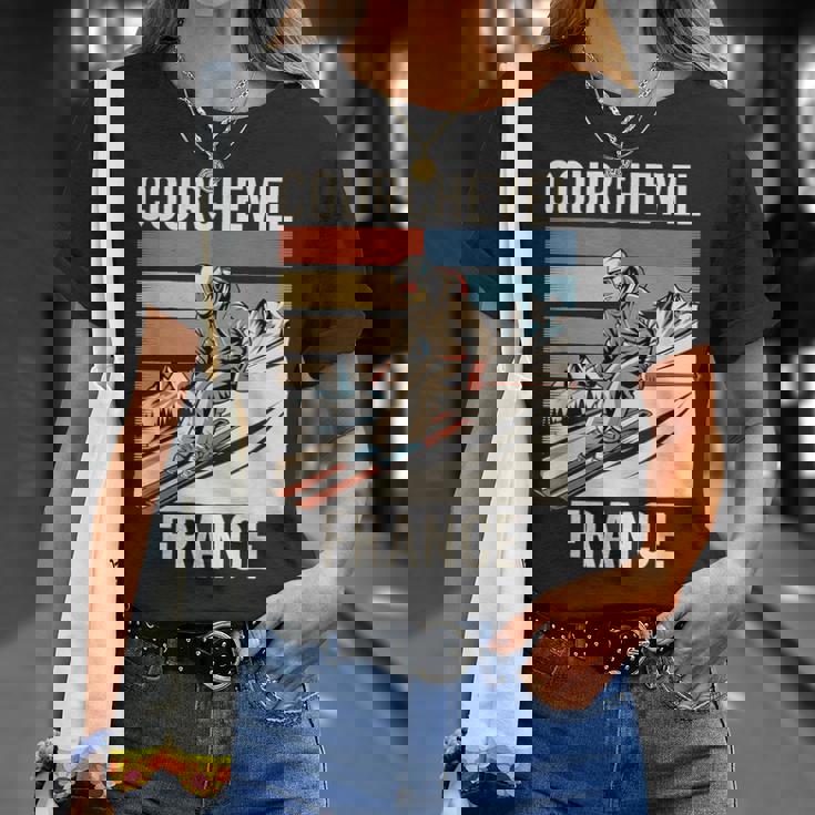 レトロ スキー クールシュベル フランス フランス スキー リゾート 楽しい Tシャツ 彼女への贈り物