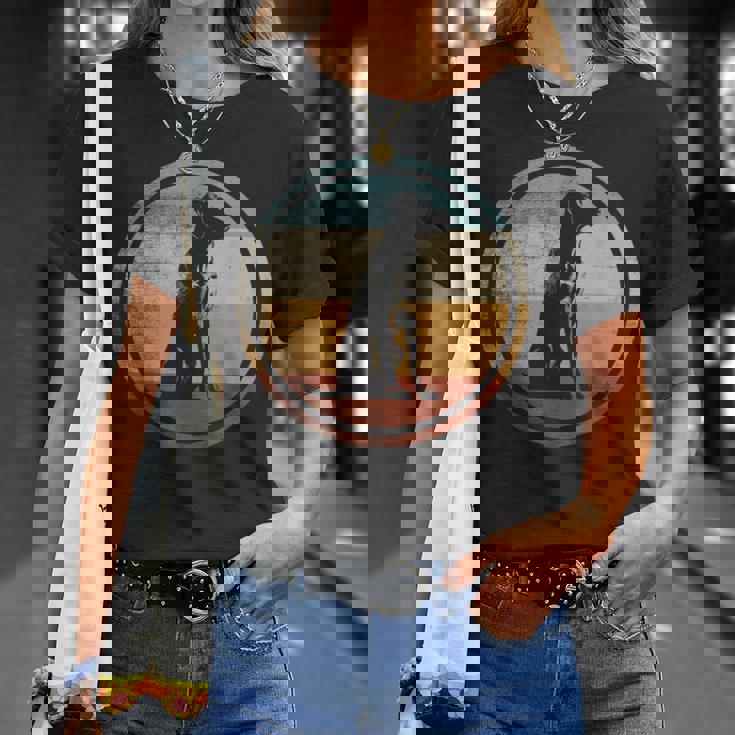 レトロなビンテージ デザインのワイマラナー犬 Tシャツ 彼女への贈り物