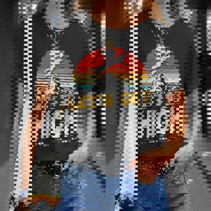 レトロヴィンテージスキー Let's Get High 長袖tシャツ Tシャツ 彼女への贈り物