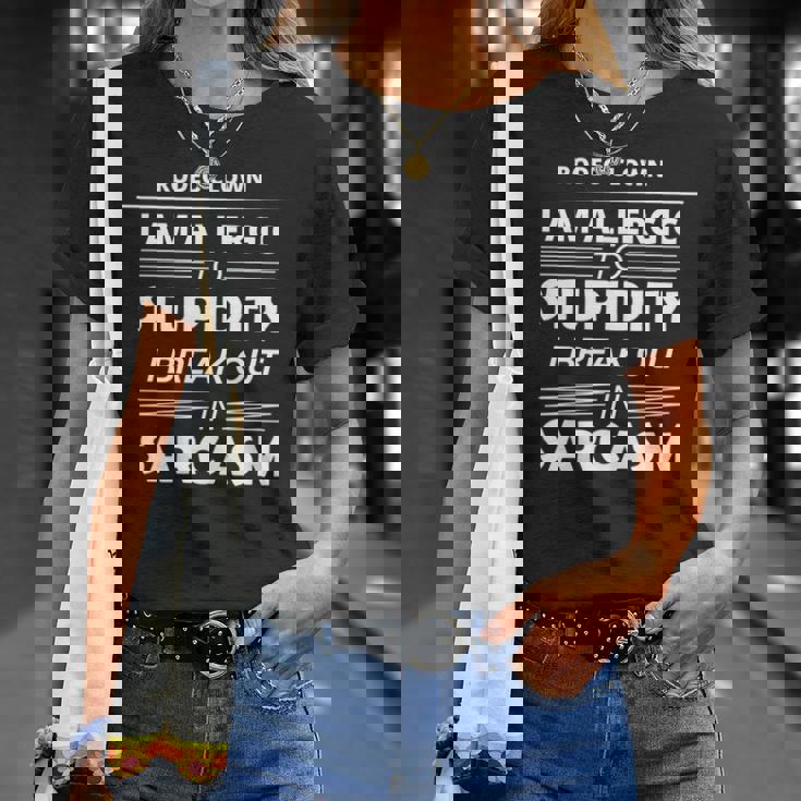 ロデオクラウン私は愚かさにアレルギーがある 長袖tシャツ Tシャツ 彼女への贈り物