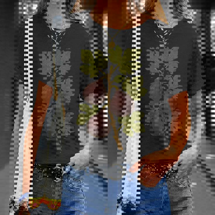 ヴィンテージ ボタニカル イチジク 自然 フルーツ アートプリント Tシャツ 彼女への贈り物