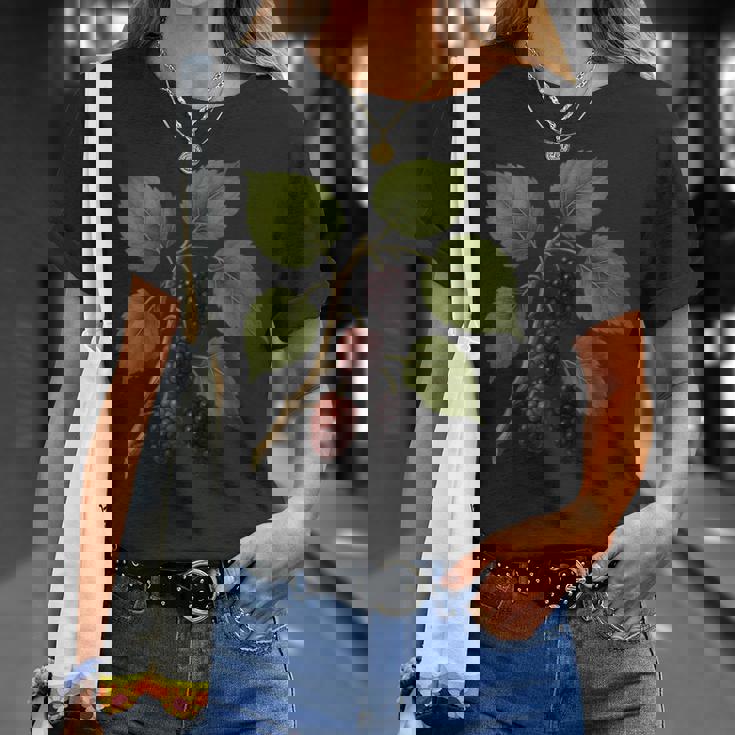 ヴィンテージ ボタニカル 桑 自然 フルーツ アートプリント Tシャツ 彼女への贈り物