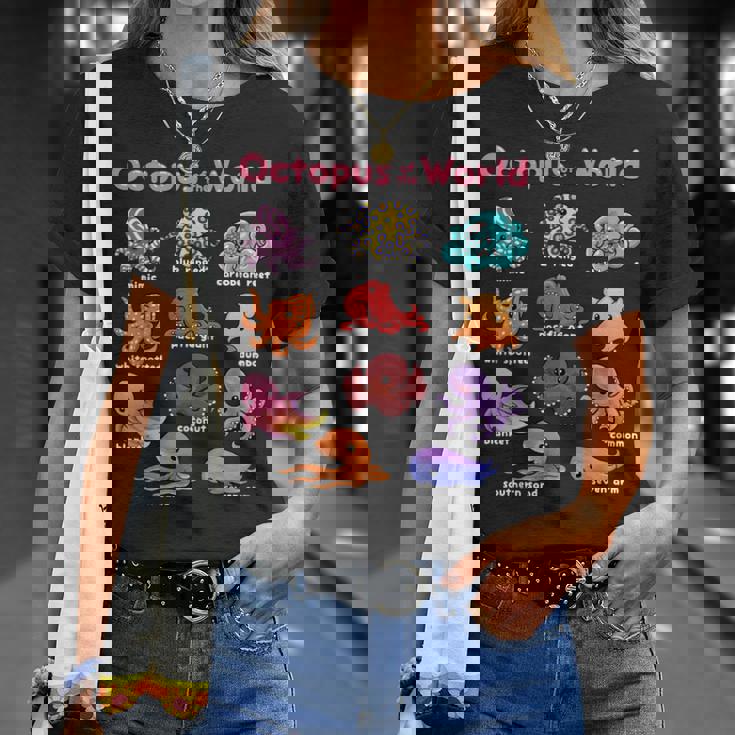 世界のタコ 海の動物 タコ好き 海洋生物 Tシャツ 彼女への贈り物