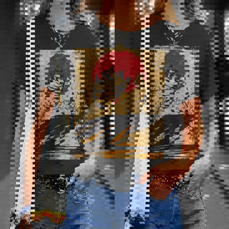 九尾の狐 日本のレトロアート 長袖tシャツ Tシャツ 彼女への贈り物