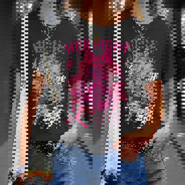 乳がん Her Fight Is Our Fight 乳がんグローブ Tシャツ 彼女への贈り物