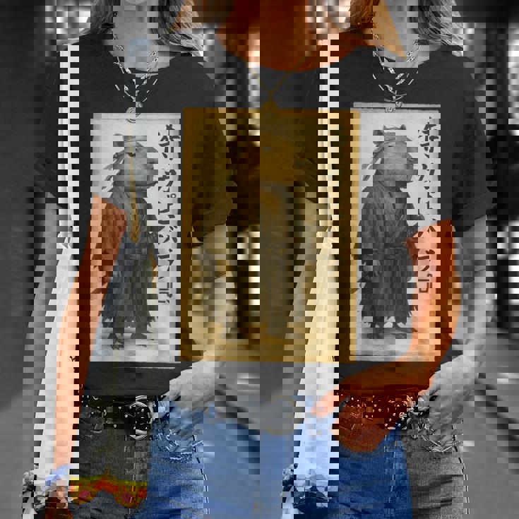 侍カピバラジャパン ビンテージアート Tシャツ 彼女への贈り物