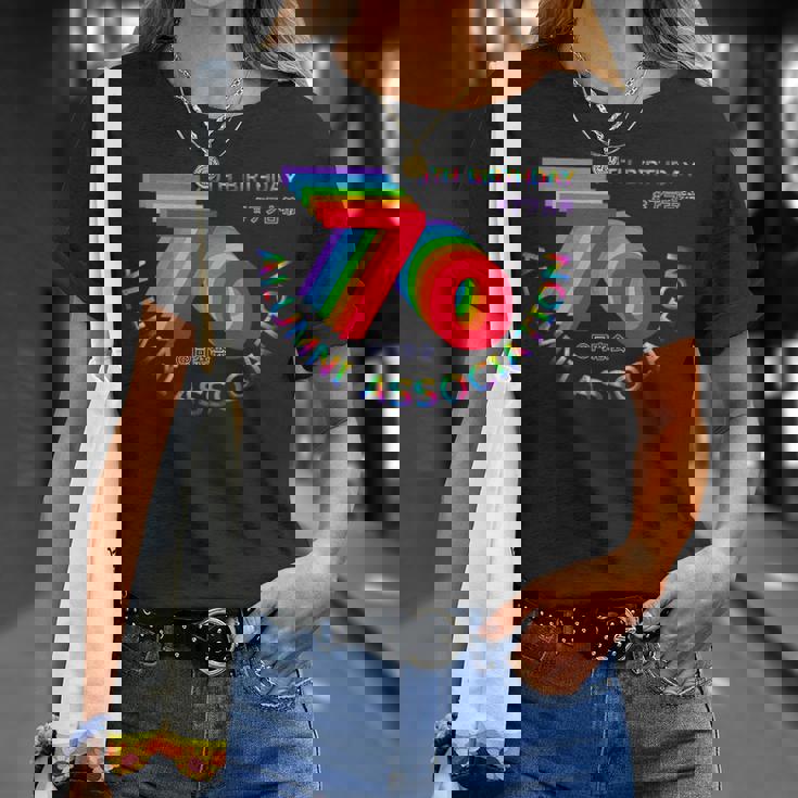 古希 同窓会 70歳 アラ古希 70歳誕生日 古希祝い 長寿 七色 70古希の集まり レインボーカラー 虹色 Tシャツ 彼女への贈り物