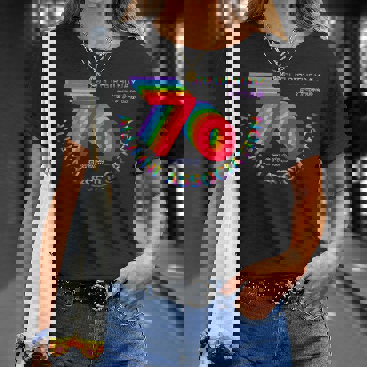 古希 同窓会 70歳 アラ古希 70歳誕生日 古希祝い 長寿 七色 70古希の集まり レインボーカラー 虹色 長袖tシャツ Tシャツ 彼女への贈り物