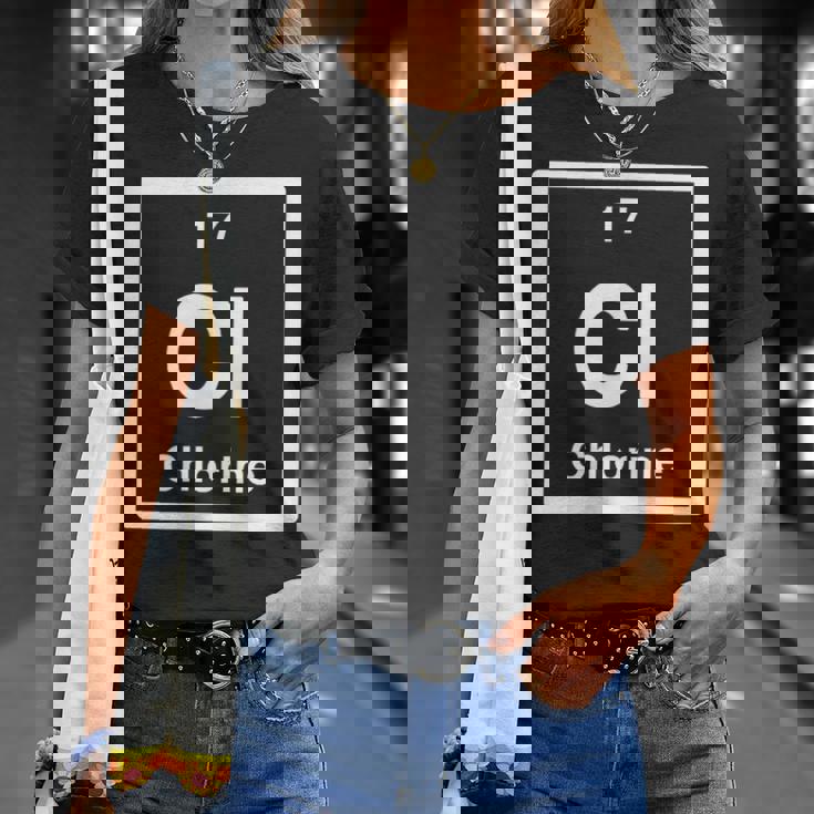 塩素 Cl 元素周期表 サイエンスギフト Tシャツ 彼女への贈り物