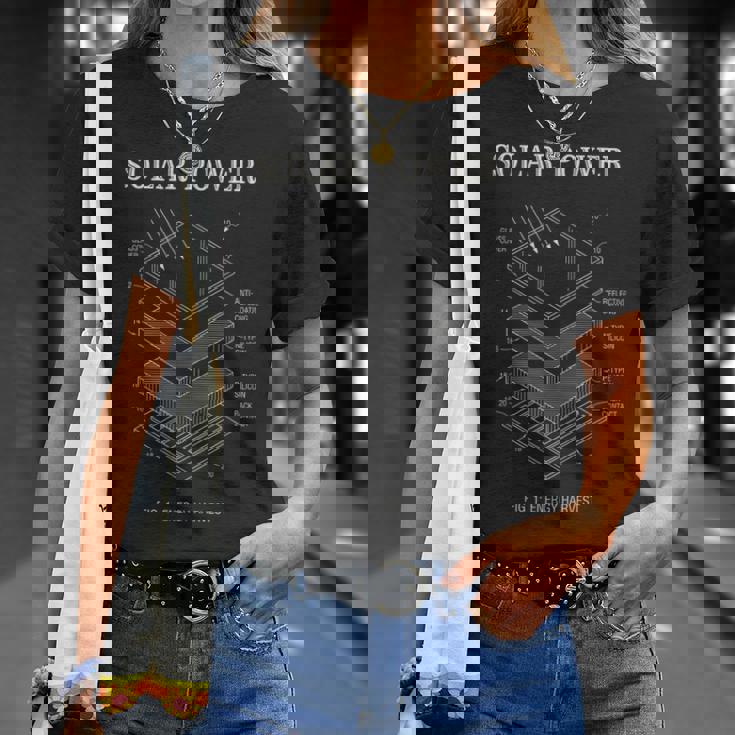 太陽光発電特許プリント太陽光発電セル青写真図 Tシャツ 彼女への贈り物