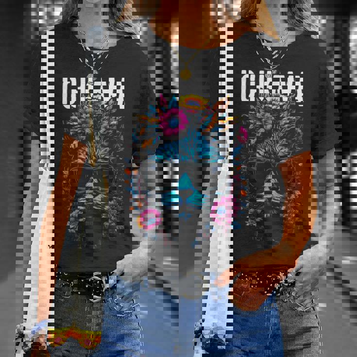 市川市 サングラスをかけた猫と花のデザイン Tシャツ 彼女への贈り物