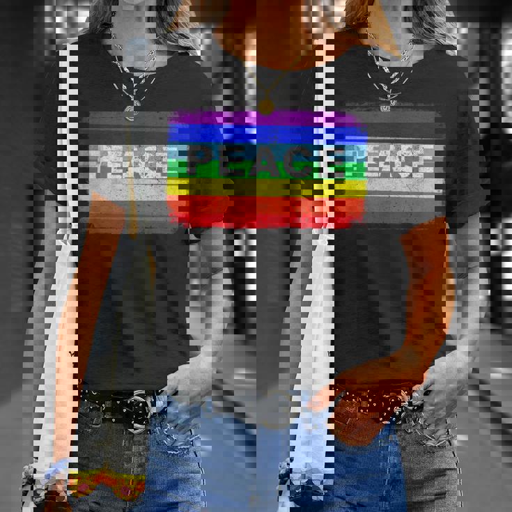 平和 シンボル 国旗 色 戦争反対 虹 Peace No Warintage Tシャツ 彼女への贈り物