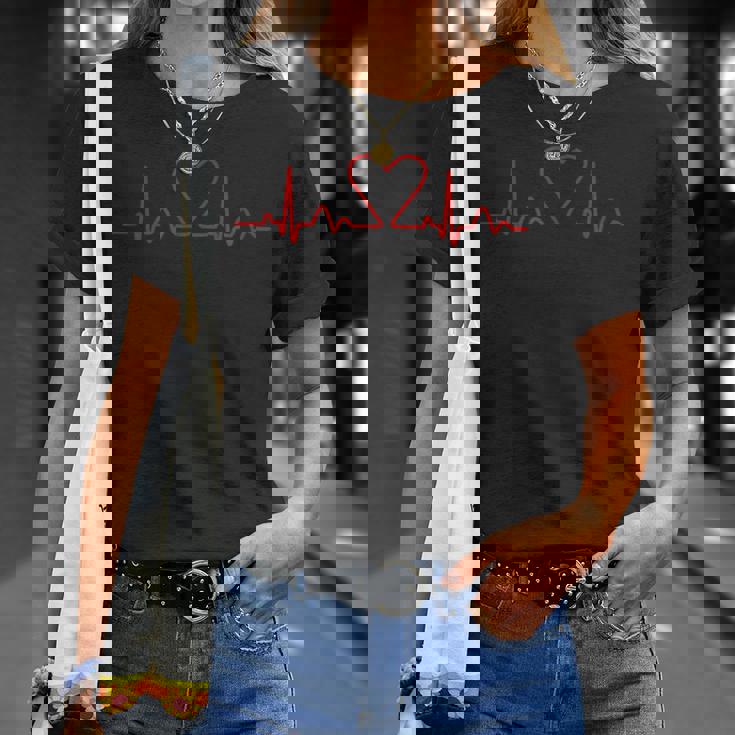心臓のライン ハートパルス心電図 Tシャツ 彼女への贈り物