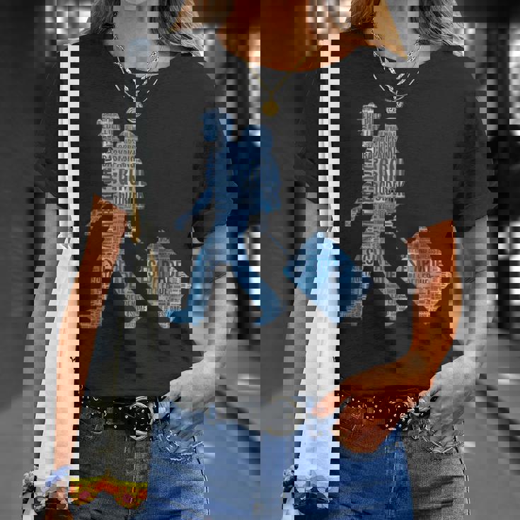 旅への冒険心を抱くシルエットデザイン 世界を巡る旅人たち Tシャツ 彼女への贈り物