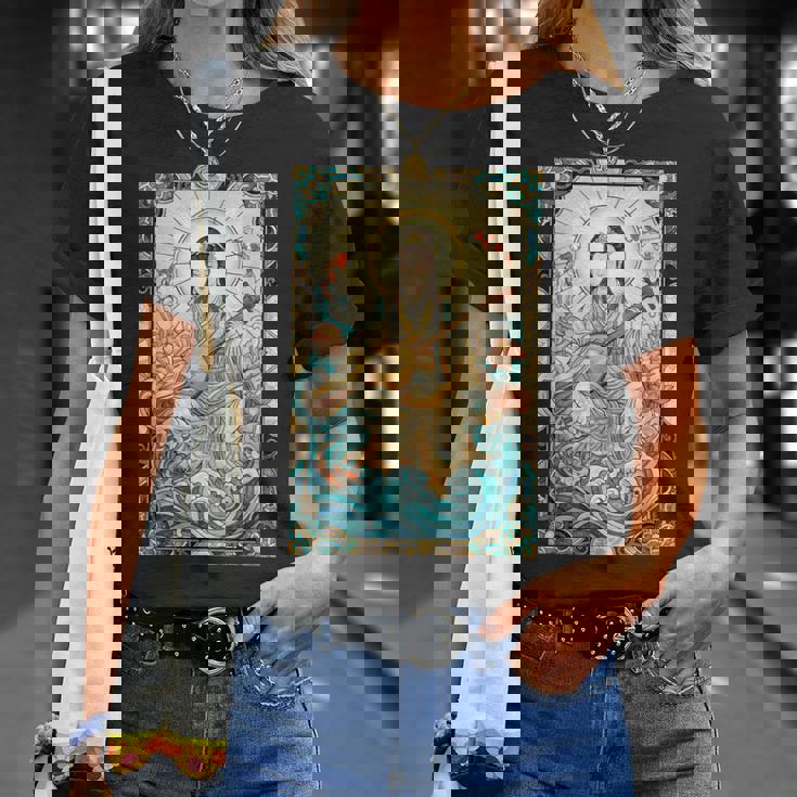 日本神話 音楽 女神弁財天 ステンドグラス Tシャツ 彼女への贈り物