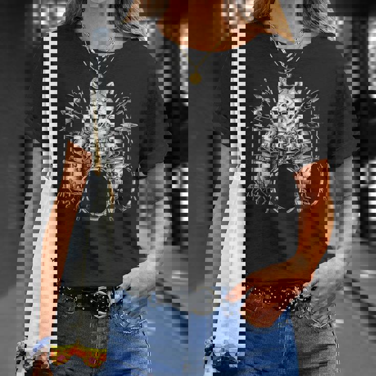 柴犬 ドラムを弾く ドラマー 犬好き Tシャツ 彼女への贈り物