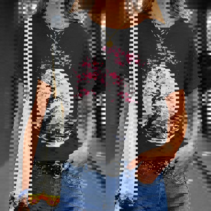 桜と月と富士山のtシャツ 春 花見 和柄 和風 和 メンズ レディース キッズ 水墨画 ギフト 服 サクラ Tシャツ 彼女への贈り物