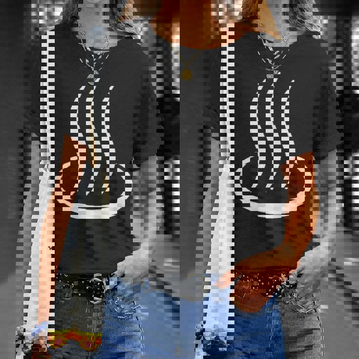 温泉マーク・白 ホワイト（アイラブ 温泉／お風呂 大好き）銭湯 サウナ 記号 お土産 旅行 面白 Tシャツ 彼女への贈り物