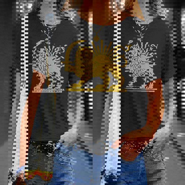 無料のイランライオンと太陽の旗 – ペルシャの遺産シンボルデザイン Tシャツ 彼女への贈り物
