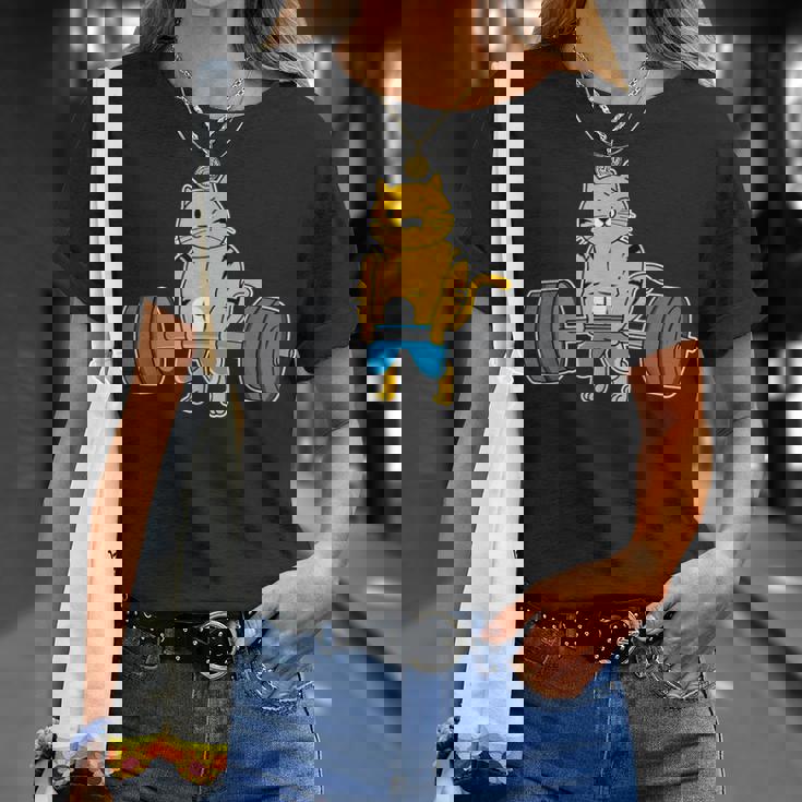 猫 デッドリフト パワーリフティング ウェイトリフティング 猫好き Tシャツ 彼女への贈り物