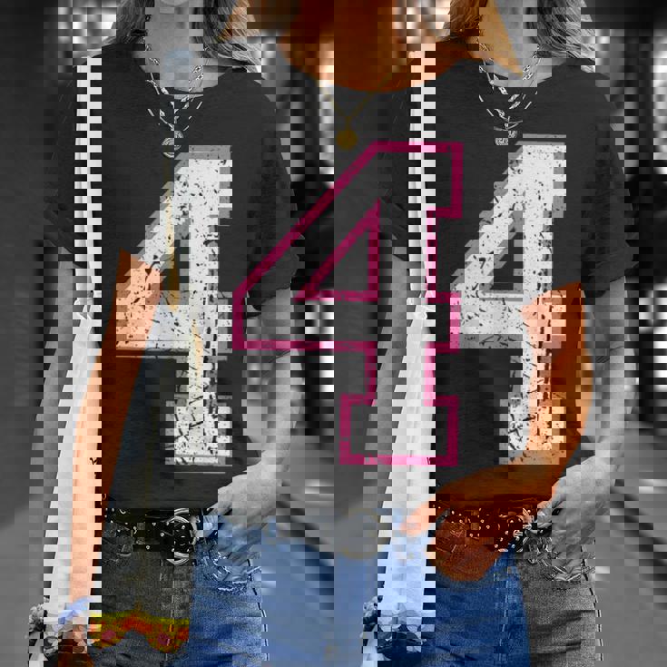 番号 4 ピンクのお気に入りの番号 Tシャツ 彼女への贈り物