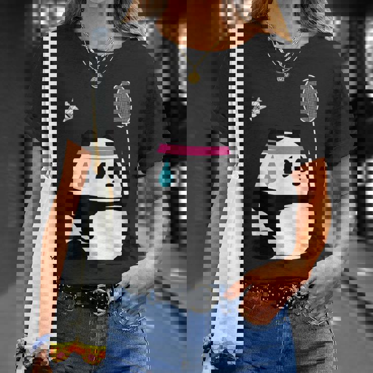 疲れきったバドミントンパンダ 面白いかわいいシャトルコック動物 Tシャツ 彼女への贈り物